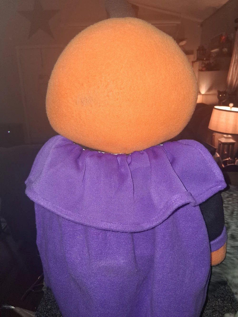 Plush Pumpkin Jack Holiday Figurine in Orange & Purple